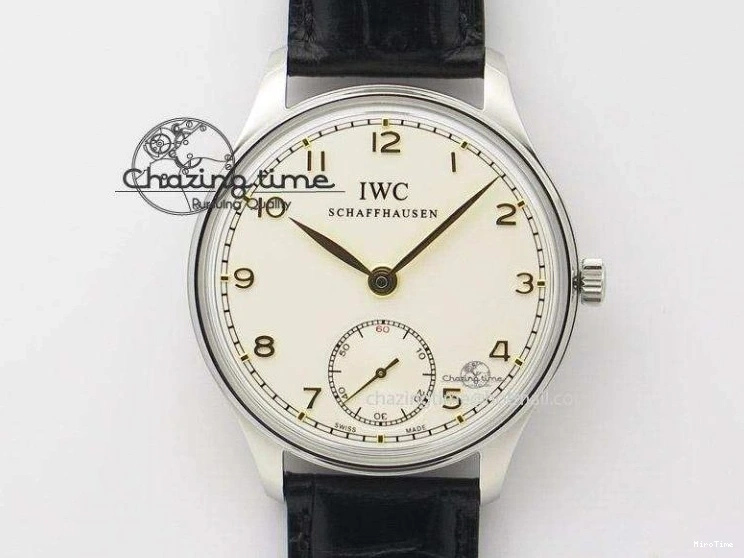 MIROTIME 1218 Efficient Portuguese Tourbillon IW5463 SS ZF Best Edition White Dial on Black Leather Strap 7170